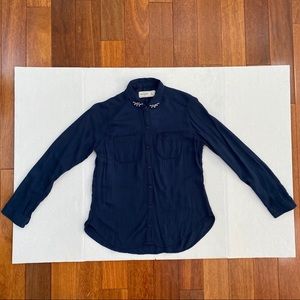 Abercrombie Kids Navy Blue Long Sleeve Button Top